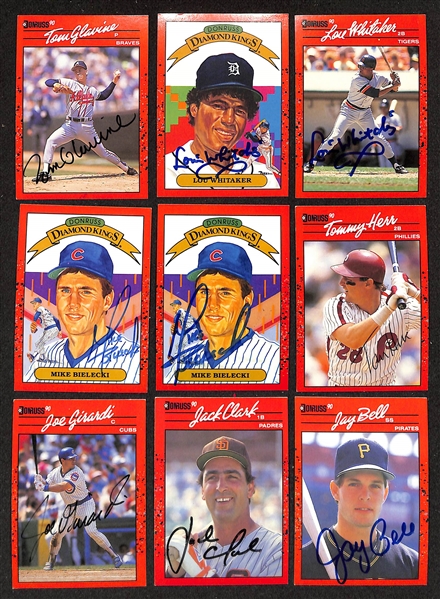 Lot of (250+) Signed 1990 Donruss Baseball Cards inc. Tom Glavine, (2) Lou Whitaker, Mike Bielecki, + (JSA Auction Letter)