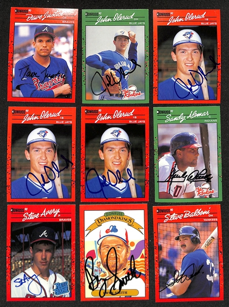 Lot of (250+) Signed 1990 Donruss Baseball Cards inc. Tom Glavine, (2) Lou Whitaker, Mike Bielecki, + (JSA Auction Letter)