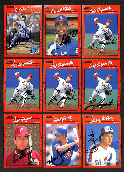 Lot of (250+) Signed 1990 Donruss Baseball Cards inc. Tom Glavine, (2) Lou Whitaker, Mike Bielecki, + (JSA Auction Letter)