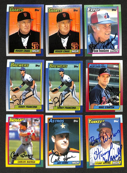 Lot of (300+) Signed 1990 Topps Baseball Cards inc. Larry Walker, Sparky Anderson, Whitey Herzog, Bobby Cox, + (JSA Auction Letter)