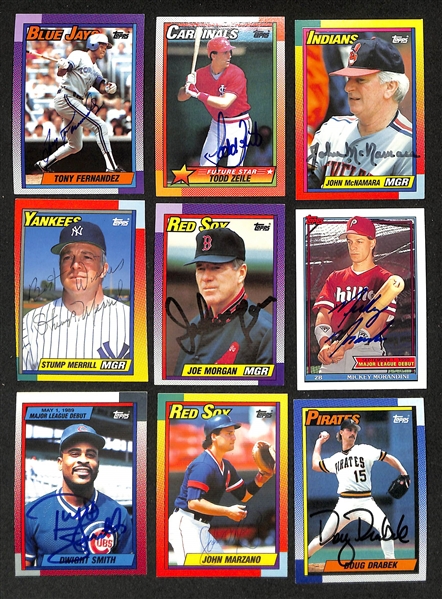 Lot of (300+) Signed 1990 Topps Baseball Cards inc. Larry Walker, Sparky Anderson, Whitey Herzog, Bobby Cox, + (JSA Auction Letter)