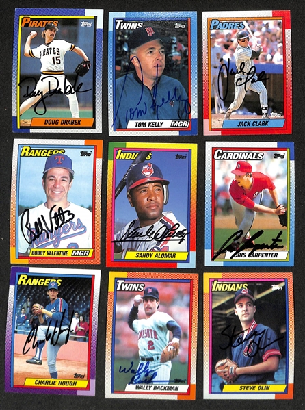Lot of (300+) Signed 1990 Topps Baseball Cards inc. Larry Walker, Sparky Anderson, Whitey Herzog, Bobby Cox, + (JSA Auction Letter)