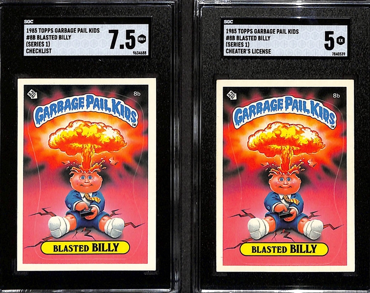 Lot of (2) 1985 SGC Graded Garbage Pail Kids #88 Blasted Bill w/SGC 7.5 & 5