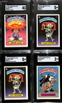 Lot of (4) 1985 SGC Graded Garbage Pail Kids Series 1 inc. Adam Bomb SGC 4, Thin Lynn, Bony Joanie, & Evil Eddie