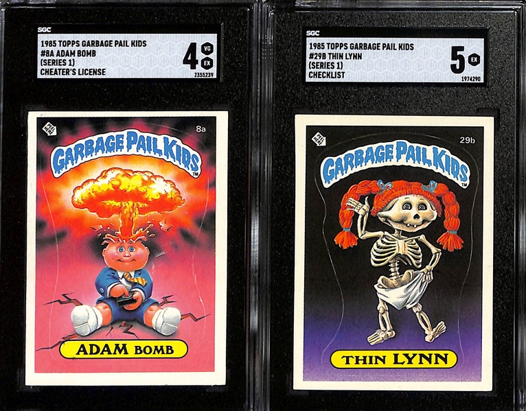 Lot of (4) 1985 SGC Graded Garbage Pail Kids Series 1 inc. Adam Bomb SGC 4, Thin Lynn, Bony Joanie, & Evil Eddie
