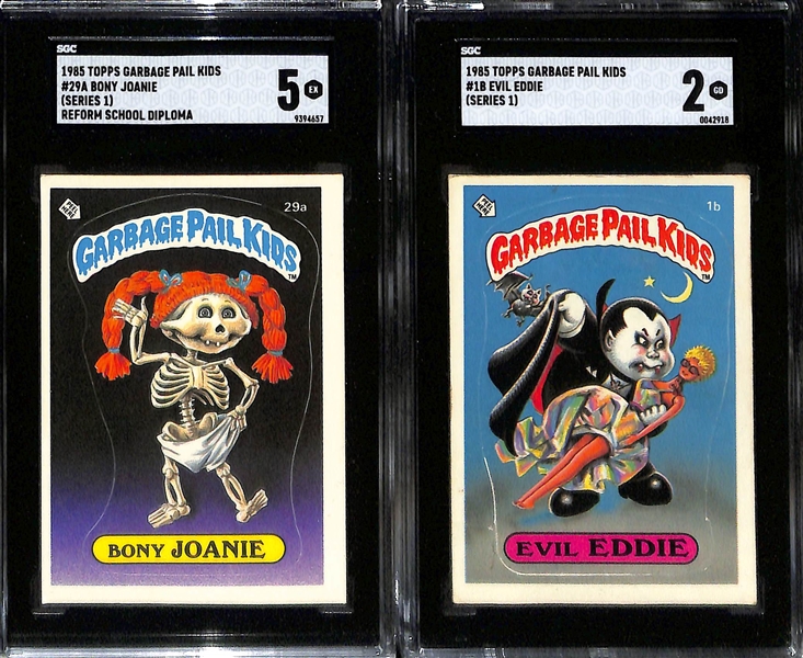 Lot of (4) 1985 SGC Graded Garbage Pail Kids Series 1 inc. Adam Bomb SGC 4, Thin Lynn, Bony Joanie, & Evil Eddie