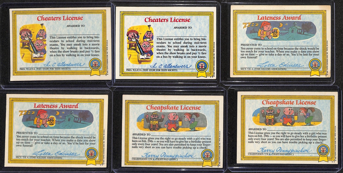 Lot of 1985 Topps Garbage Pail Kids Series 1 w/61 of 82 cards inc. Adam Bomb