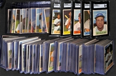 Over (190) 1954 Bowman Baseball Cards w. Campanella (SGC 5), Mathews (SGC 3.5), Roberts (SGC 5.5), Schoendienst (SGC 4.5), Doby (5), Rizzuto, Snider, Ford, Larsen, Hodges, Kell, +
