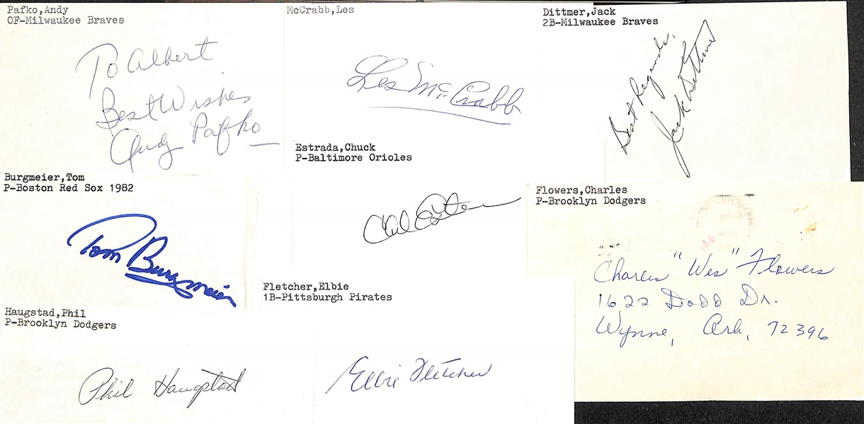Lot of (100+) Signed Mostly Baseball Index Cards inc. Richie Ashburn, Earl Averill, Birdie Tebbetts, + (JSA Auction Letter)