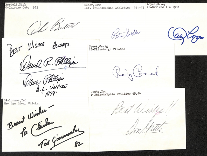 Lot of (100+) Signed Mostly Baseball Index Cards inc. Richie Ashburn, Earl Averill, Birdie Tebbetts, + (JSA Auction Letter)