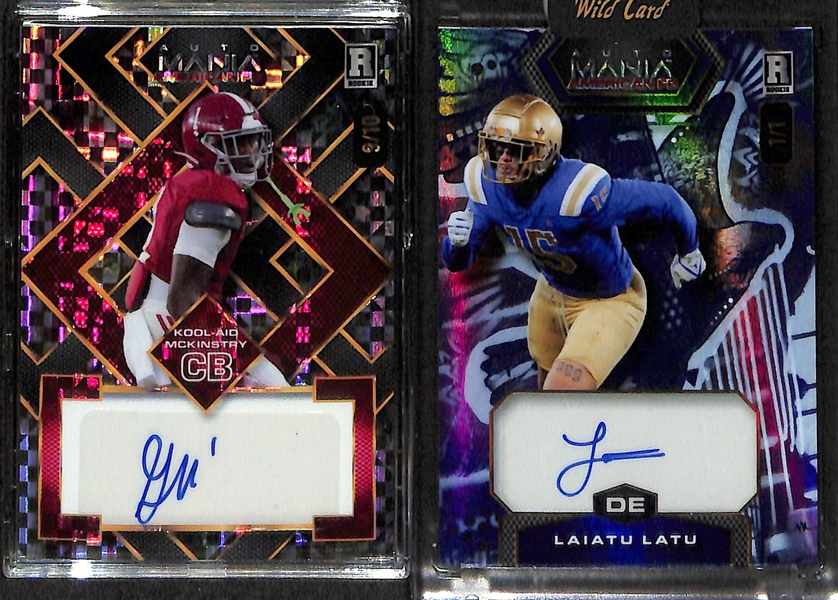 Lot of (16) 2024 Wild Card Auto Mania Numbered Autographed Cards w. Troy Fautanu & Xavier Legette