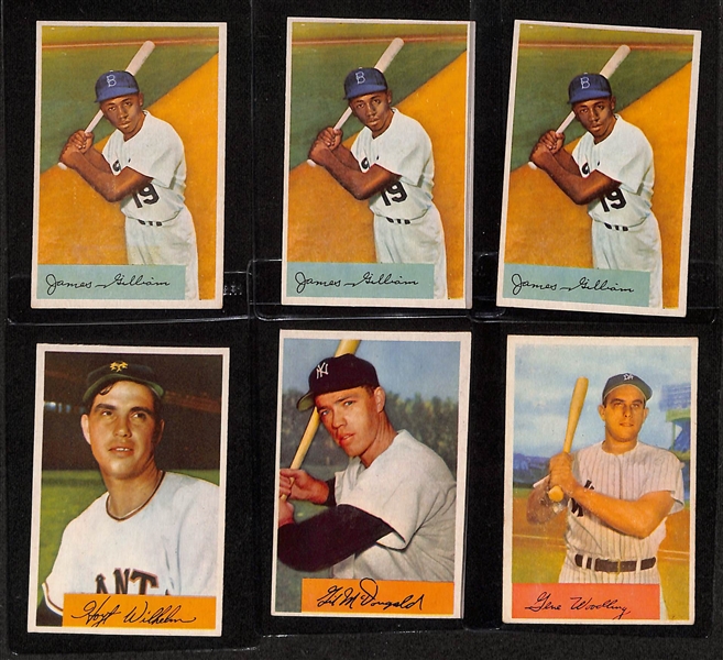 (140) 1954 Bowman Baseball Cards w. Mays (PSA 3), Berra (PSA 3), Reese (SGC 4), Slaughter (SGC 3), Schoendienst (SGC 4.5), Rizzuto, Campanella, Ford, Hodges, Newcombe, (2) Roberts, +