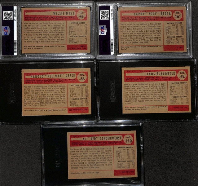 (140) 1954 Bowman Baseball Cards w. Mays (PSA 3), Berra (PSA 3), Reese (SGC 4), Slaughter (SGC 3), Schoendienst (SGC 4.5), Rizzuto, Campanella, Ford, Hodges, Newcombe, (2) Roberts, +