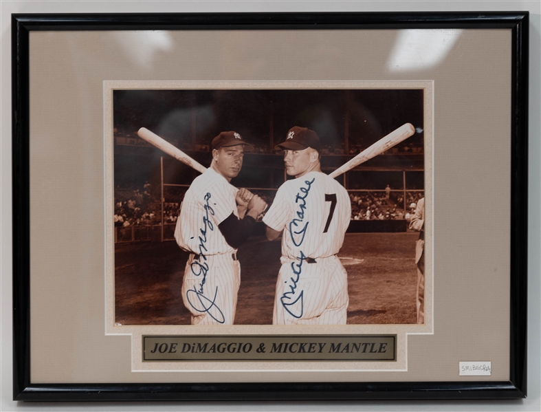 Mickey Mantle and Joe DiMaggio Signed Photograph +(JSA Auction Letter)