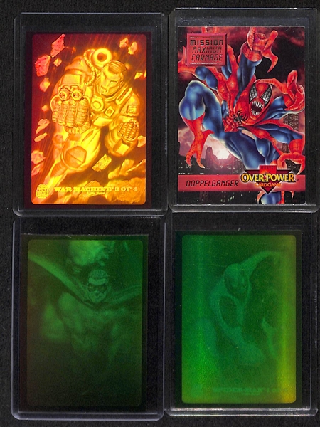 Lot of (12) Fleer Marvel and DC Comics Cards w. Spider-Man, Robin, Batman, and more.