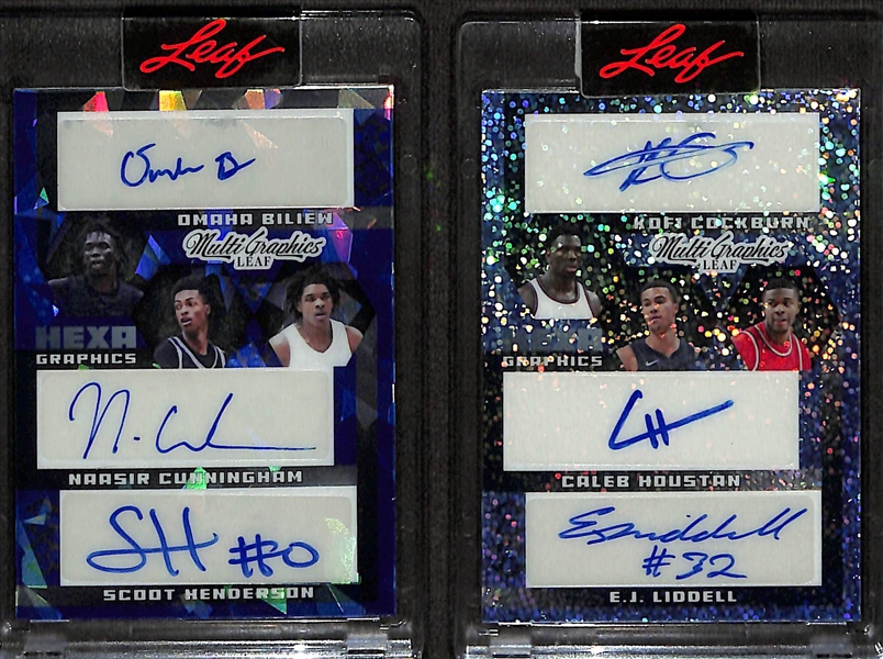 Lot of (2) 2023 Leaf Multi Graphics Rookie Autographs- Scoot Henderson/Biliew/Cunningham/Buzelis/Mgbako/Harper (#/35), Cockburn/Houstan/Liddell/Christie/Gayle Jr/Clark (#/10)