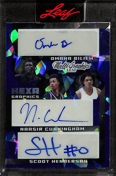 Lot of (2) 2023 Leaf Multi Graphics Rookie Autographs- Scoot Henderson/Biliew/Cunningham/Buzelis/Mgbako/Harper (#/35), Cockburn/Houstan/Liddell/Christie/Gayle Jr/Clark (#/10)