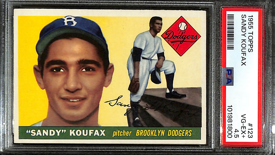 1955 Topps Sandy Koufax Rookie Card #123 Graded PSA 4.5
