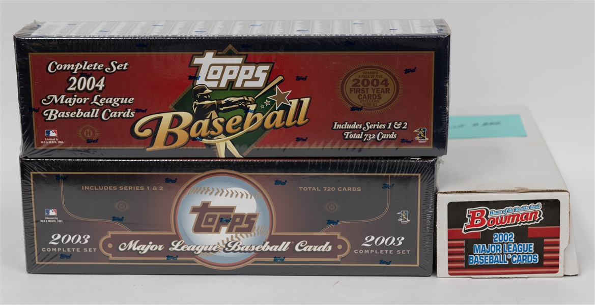 Complete sets of Baseball Cards w. 2002 Bowman, 2003 Topps, 2004 Topps