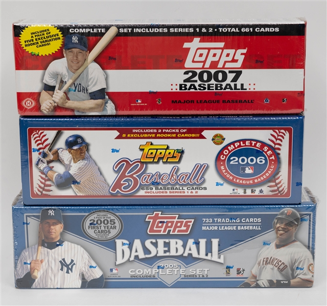 (3) Factory Sealed Topps Baseball Complete Series Sets w. 2005-2007