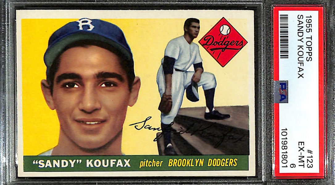 1955 Topps Sandy Koufax Rookie Card #123 Graded PSA 6