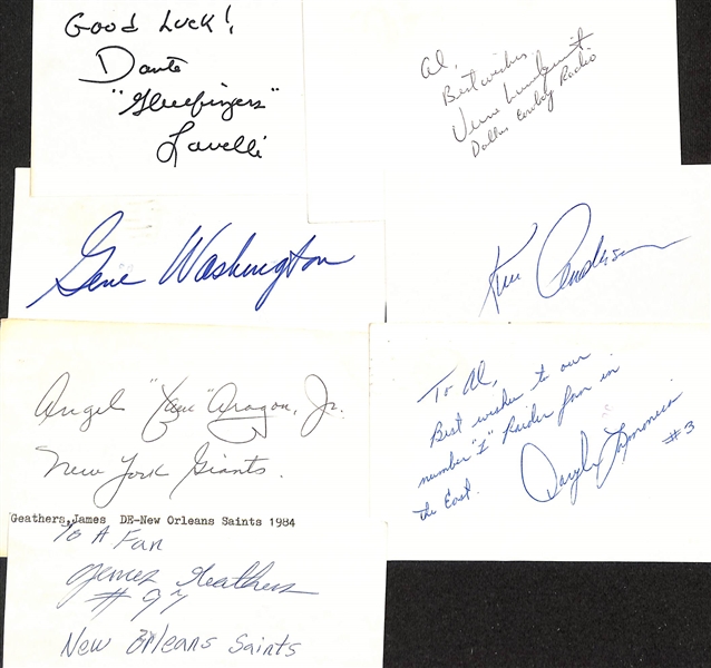 Lot of (50+) Signed Mostly Football  Index Cards inc. (2) Ed Sprinkle, Lou Groza, Hugh McElhenny, Chuck Bednarik, Dante Lavelli, + (JSA Auction Letter) 