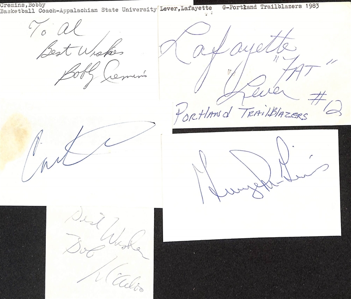Lot of (50+) Signed Mostly Basketball Index Cards inc. Red Auerbach, Nate Archibald, Campy Russell, Tom McMillan, + (JSA Auction Letter)