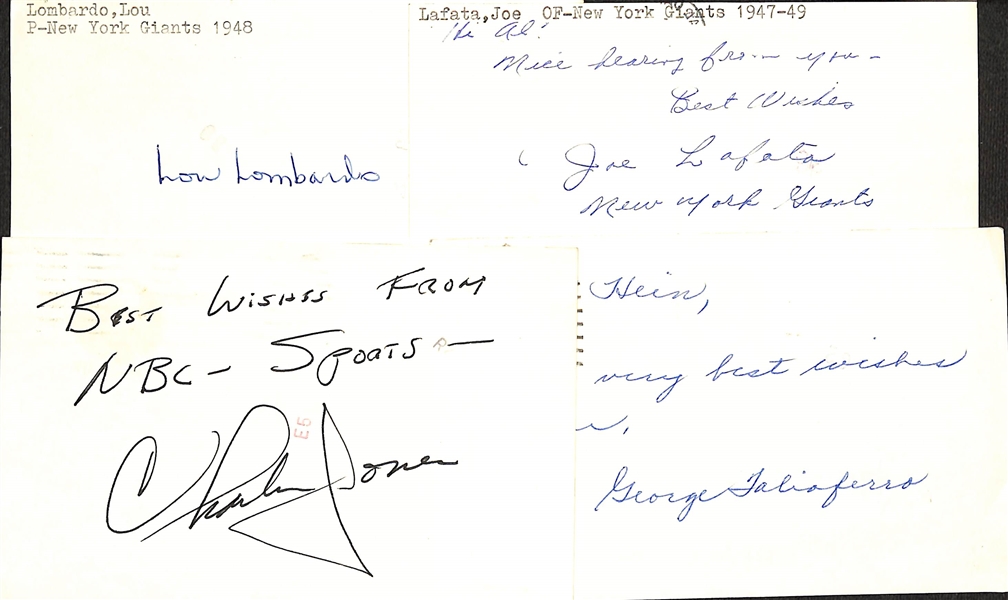Lot of (100+) Signed Mostly Football Index Cards inc. Joe Greene, Don Reeves, Jethro Pugh, Mike Pruitt, Bud Wilkinson, Lou Lombardo, + (JSA Auction Letter)