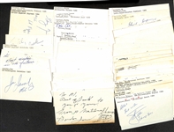 Lot of (75+) Signed Mostly Football Signed Index Cards inc. Joe Jacoby, Dan Hampton, Pat Haden, Tim Smith, + (JSA Auction Letter)