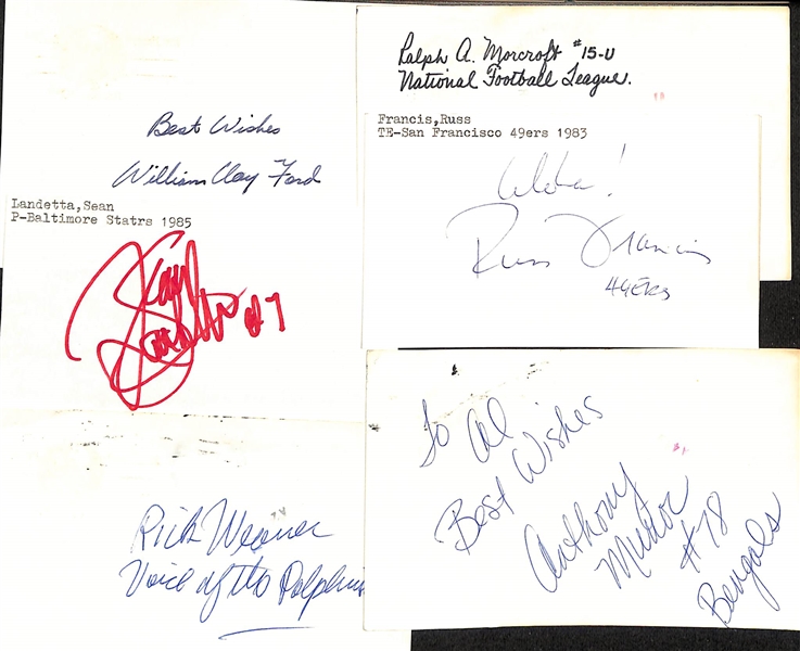Lot of (100+) Signed Mostly Football Index Cards inc. George Allen, Jack Fleming, Joe Walton, + (JSA Auction Letter) 