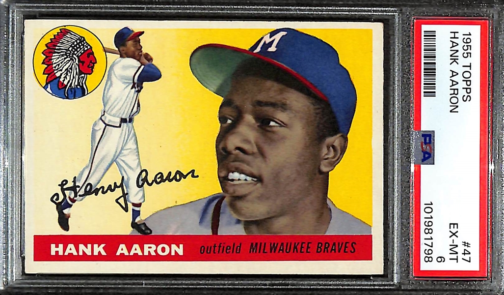 1955 Topps Hank Aaron (2nd Year) #47 Graded PSA 6