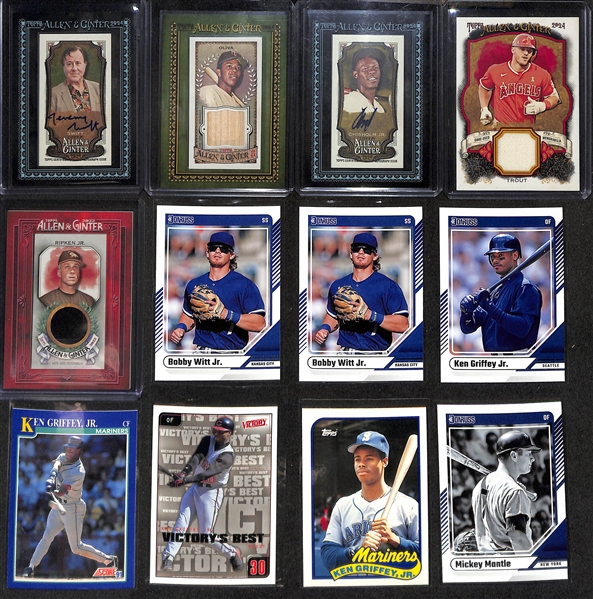 Lot of (80+) Baseball Cards from Various Years inc. Trout, Ripken Jr., Witt Jr, Griffey Jr, Mantle