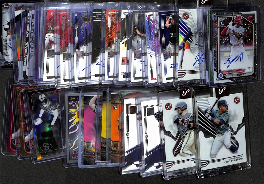 Lot of (30+) Baseball Cards w. (20) Autographs inc. Leonardo Balcazar #/99, Kyle Henley #/299