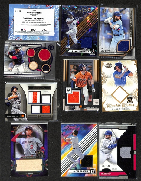 Lot of (22) Autographed or Memorabilia Baseball Cards inc. Manny Machado & Yu Darvish