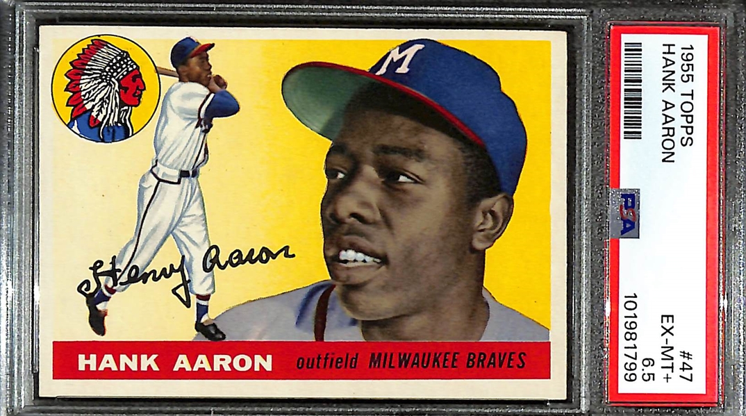 1955 Topps Hank Aaron (2nd Year) #47 Graded PSA 6.5