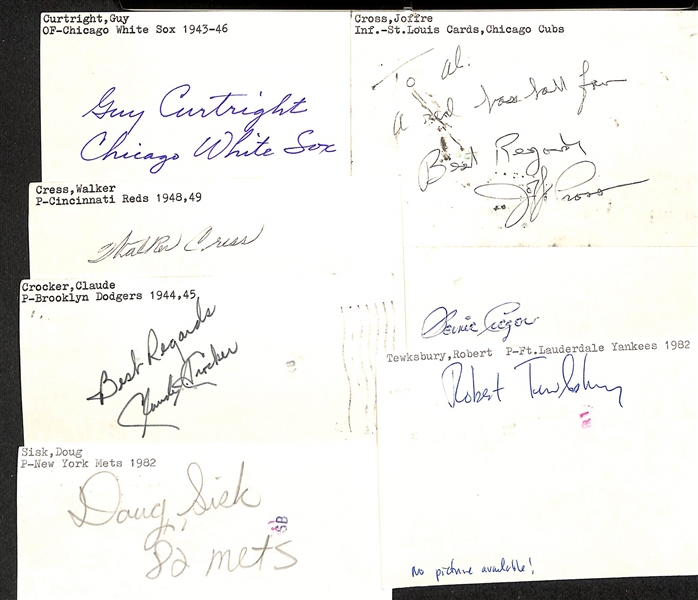 Lot of (600+) Signed Baseball Index Cards w. Monte Irvin, Joe Medwick, Rich Goose Gossage, Roger Craig, and more +(JSA Auction Letter)