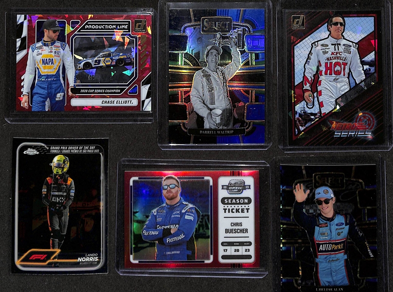 Lot of (40+) Racing Cards w. Max Verstappen, Lewis Hamilton, Ross Chastain, Kurt Busch, Martin Truex Jr