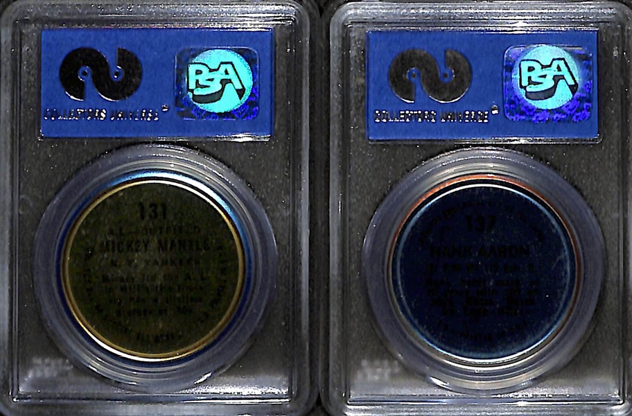 1964 Topps Coins Mickey Mantle #131 Left-Handed (PSA 6), & 1971 Topps Coins Hank Aaron #137 (PSA 6)