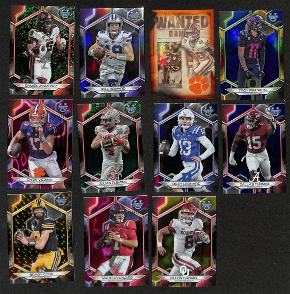 Lot of (13) 2023 Bowman's Best Football Cards w. Caleb Williams Red Geometric Refractor #2/10 & Shedeur Sanders Travis Hunter Mirror Image Fusion Die-Cut  + many more