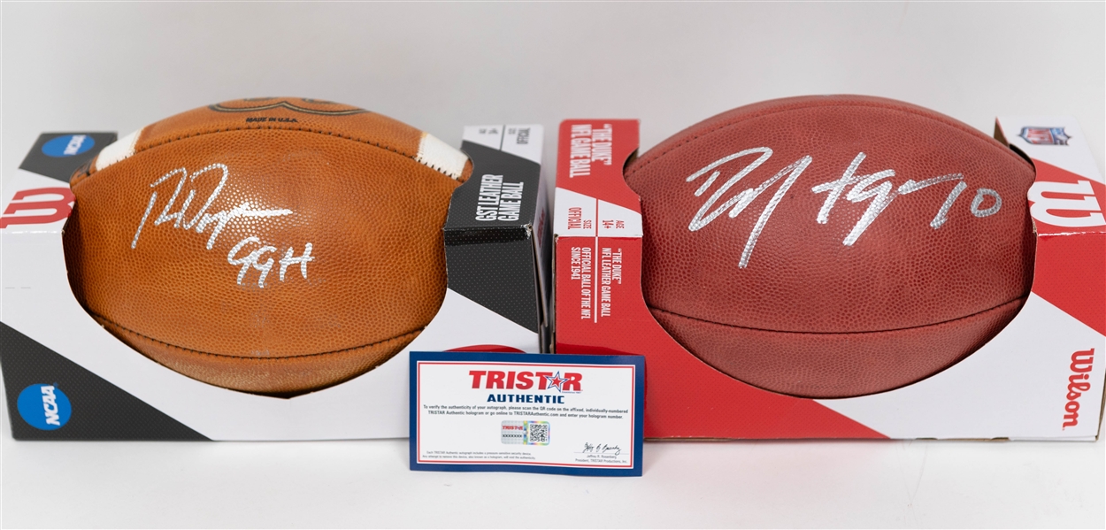Lot of (2) Signed Footballs - Deandre Hopkins & Ron Dayne (JSA Auction Letter)