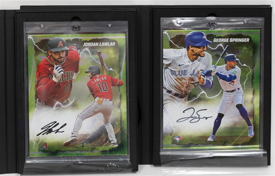 Lot of (2) Fanatics Under Wraps MLB Emanate Autographs w. Jordan Lawlar Green /99 & George Springer Green /99