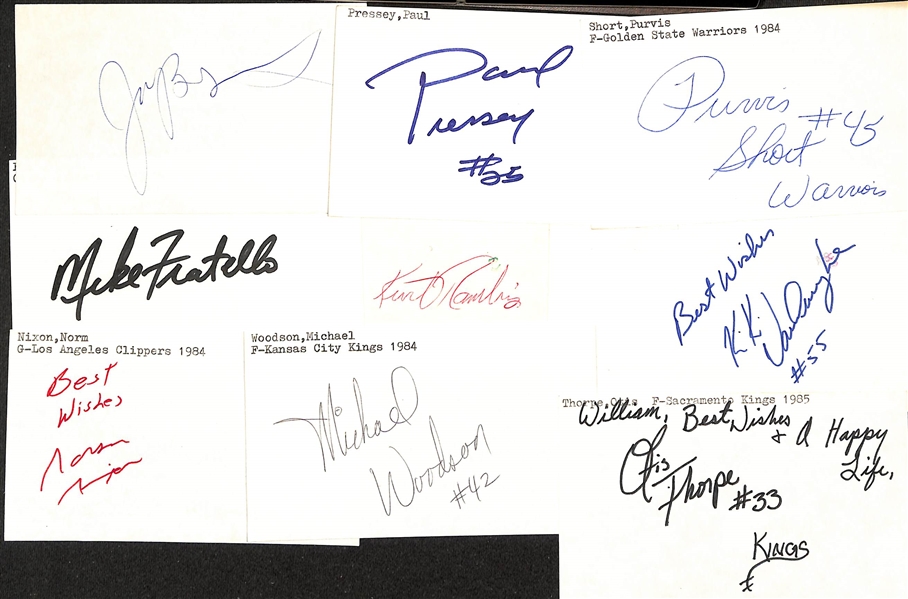 Lot of (100+) Signed Mostly Basketball-Related Index Card inc. Kevin McHale, George Mikan, James Worthy, Bill Walton, + (JSA Auction Letter)