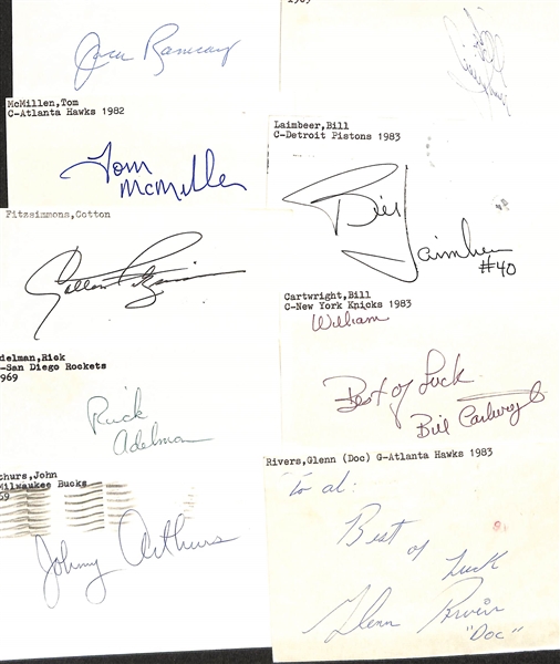 Lot of (100+) Signed Mostly Basketball Index Cards inc. Jack Ramsay, Billy Cunningham, Tom McMillen, Bill Laimbeer, + (JSA Auction Letter)