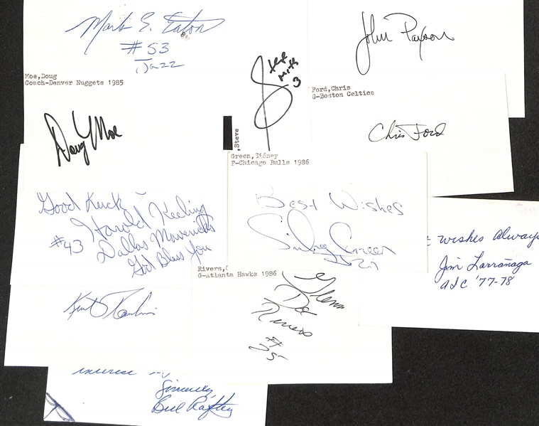 Lot of (75+) Signed Mostly Basketball Index Cards inc.  Jim Calhoun, Paul Arizin, Dan Issel, Rick Carlisle, + (JSA Auction Letter)