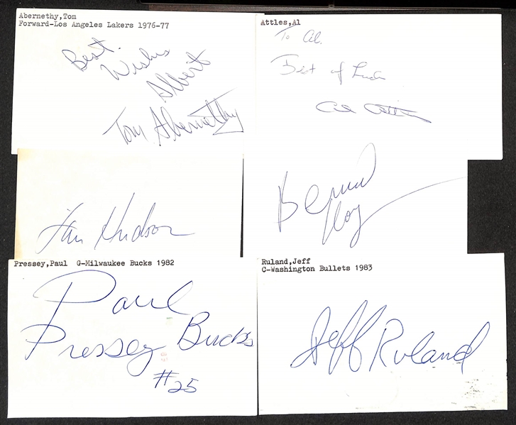 Lot of (50+) Signed Mostly Basketball Index Cards inc. John Chaney, Bernard King, Ralph Sampson, Andrew Toney, + (JSA Auction Letter)