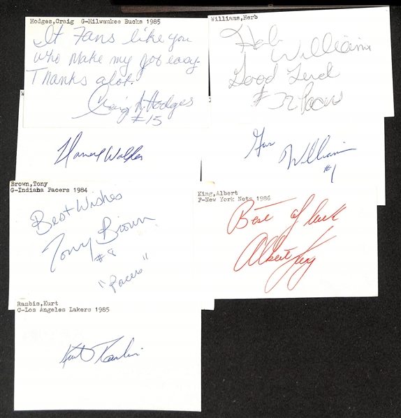 Lot of (50+) Signed Mostly Basketball Index Cards inc. John Chaney, Bernard King, Ralph Sampson, Andrew Toney, + (JSA Auction Letter)
