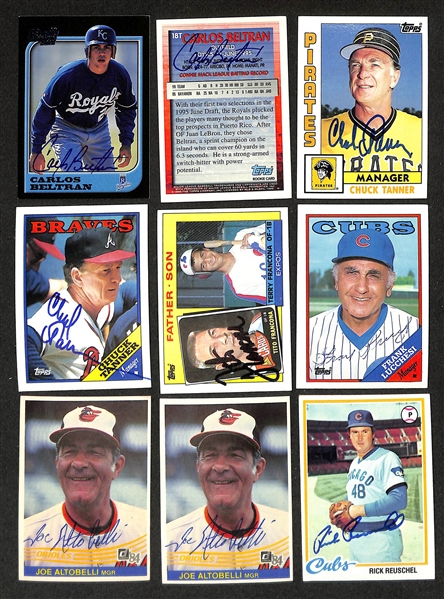 Lot of (200+) Signed Mostly Baseball Cards inc. (2) Carlos Beltran, (2) Chuck Tanner, Tito Francona, Frank Lucchesi, + (JSA Auction Letter)