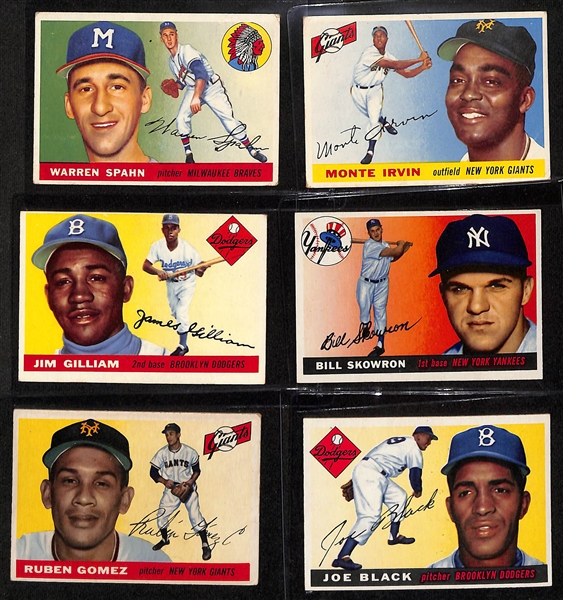 (110+) 1955 Topps Baseball Card Lot w. 8 Graded SGC 5 (Banks, Kaline, Mathews, Boyer, Zimmer, Kluszewski, Agganis, Amoros) 