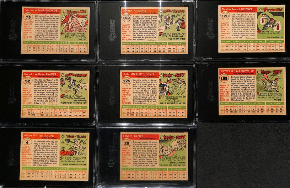 (110+) 1955 Topps Baseball Card Lot w. 8 Graded SGC 5 (Banks, Kaline, Mathews, Boyer, Zimmer, Kluszewski, Agganis, Amoros) 