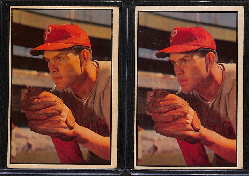 Lot of (60+) Assorted 1953 Bowman Color Cards w. Eddie Mathews #97 SGC 2.5